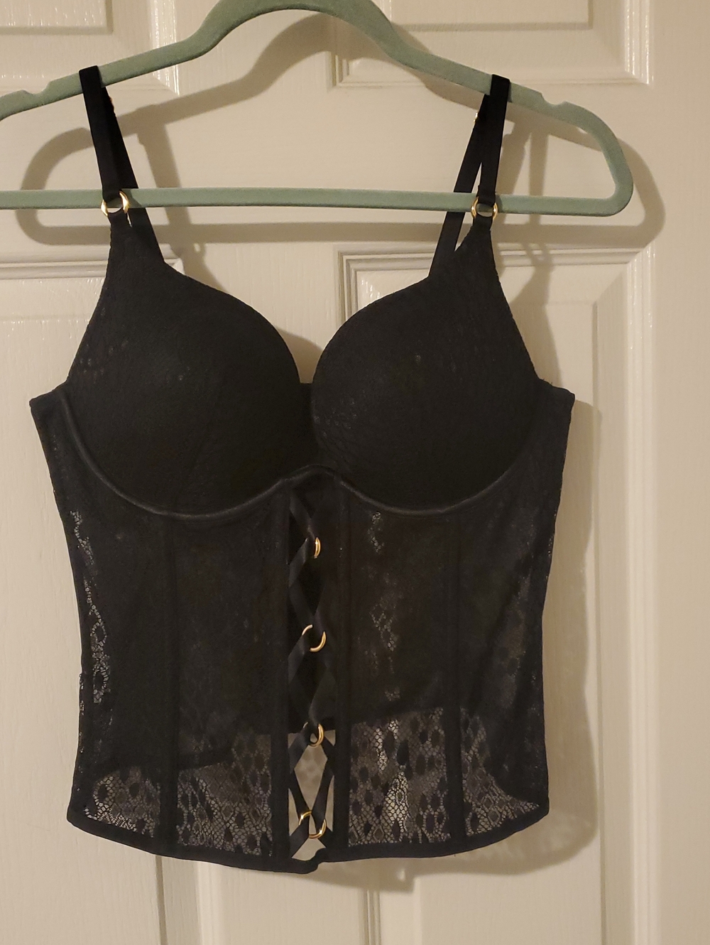 Victoria's Secret Black Lace Longline Bustier Bra